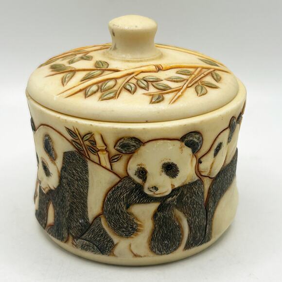 Vintage Rare Breed Jardinia Harmony Kingdom Panda Bear Trinket Box 2003 EUC - Picture 1 of 5